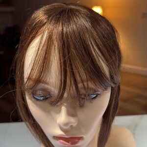 💯% 10-12” HUMAN Hair Topper, eyelashes, bangs, Brown